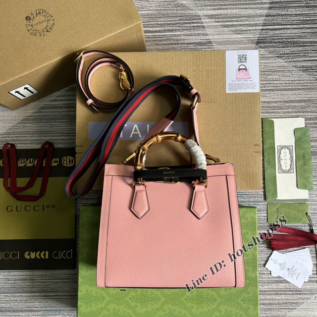 Gucci官網2022新款兩根霓虹色扣帶女包 古馳原廠皮竹節中號手提托特包702721 gqy4678